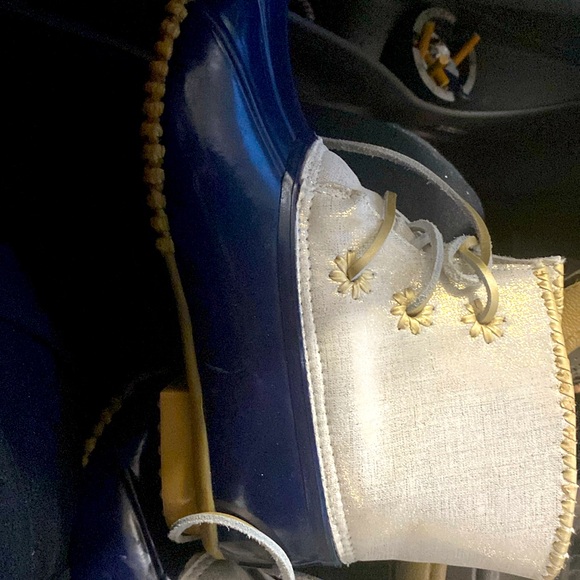 Beautiful Gold and Navy Blue Jack Roger’s Duck Boots - Picture 2 of 8